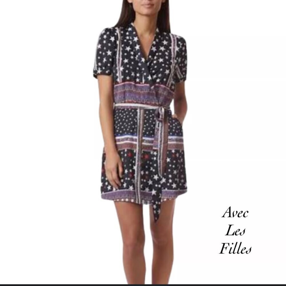 Avec Les filles Stars & stripesn midi wrap dress America Combo Color NWT Size XS